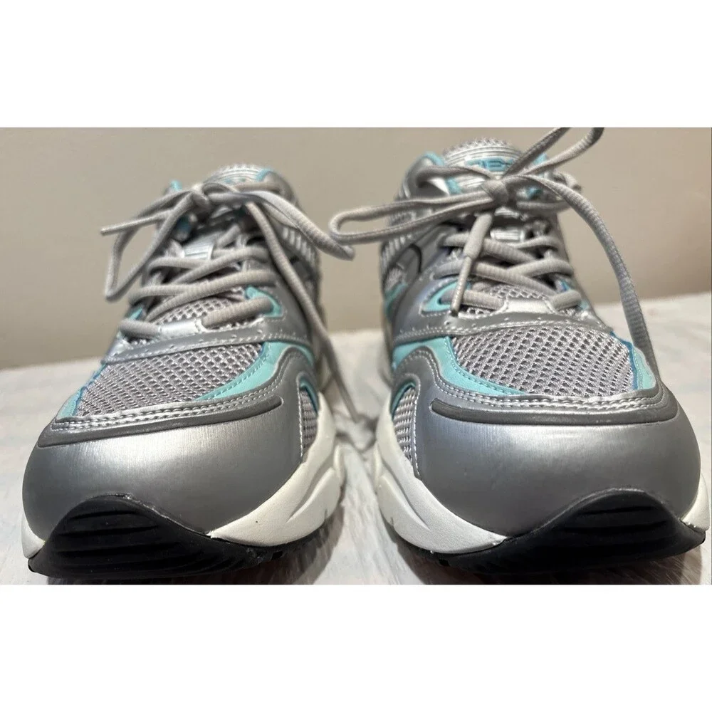 APEX BOSS Runner Orthotic Sneaker Shoe Silver/Sea Blue X527W Women's Size 10.5